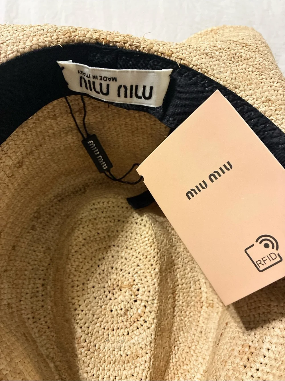 Miu Miu Raffia and Leather Hat
